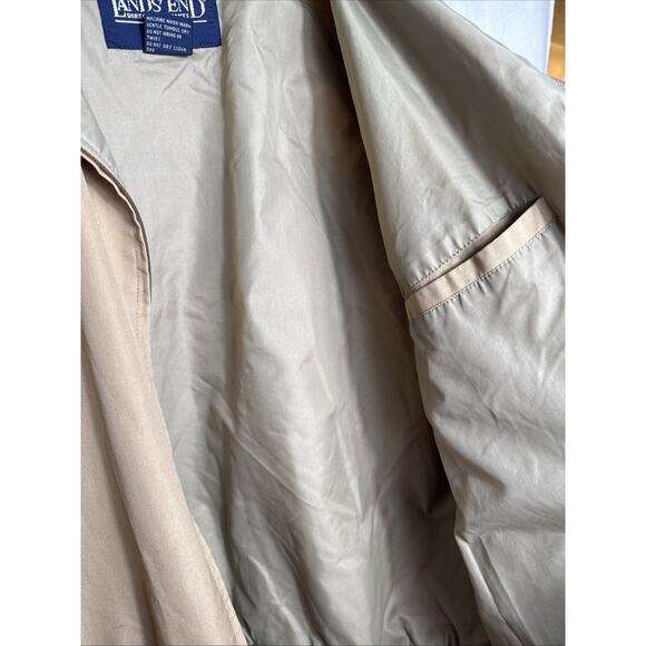 Vintage Lands' End Harrington Bomber Jacket Men’s Large Khaki Lightweight Lined - Picture 10 of 11